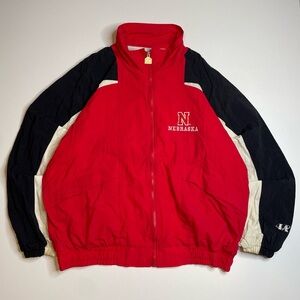 Vintage 90s Logo Athletic Nebraska Cornhuskers Colorblock Windbreaker Jacket XL
